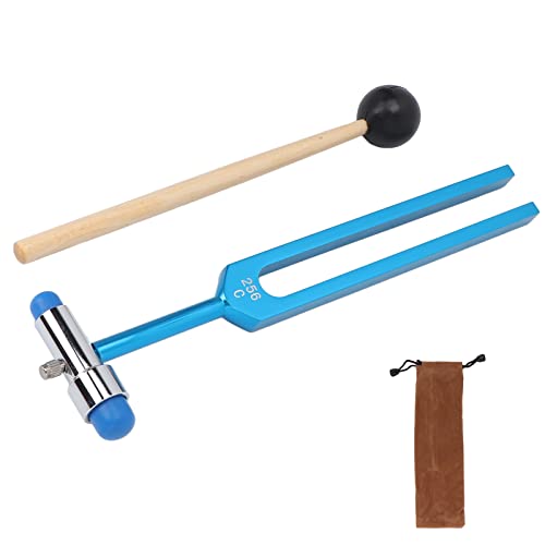 Brrnoo Kit de Horquilla de Afinación, Horquilla de Afinación de Aleación de Aluminio 256C para Aliviar el Estrés, Horquilla de Vibración de Afinación Resonante, Horquilla de Afinación de(Azul)
