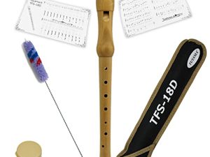 Tuyama® Flauta TFS-18D C-Soprano Flauto Dulce Soprano – Digitación Alemana – Madera de Arce – con Tablatura y 2 Partituras – Soprano Recorder Flute