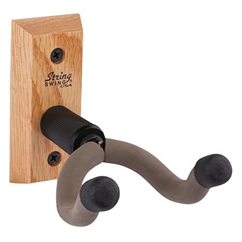 String Swing guitarra percha – Soporte para guitarras eléctricas y acústicas y bajos – Soporte accesorios hogar o estudio pared – Instrumentos musicales seguro sin estuche duro – madera sólida roble