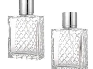 minkissy Botellas de Spray de Vidrio Cuadrados de 2 Piezas de 100 Ml Botellas de Perfume de Rociado Fina para Aceites Esenciales Perfumes