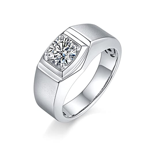 Whoiy 925 Sterling Silber Ringe Antragsringe Sechseck Quadrat mit Zirkonia Geburtstagsgeschenk für Herren Männer Weißgold Gr.62 (19.7)