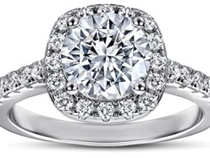 Whoiy 925 Sterling Silber Ringe Antragsringe Quadrat Klassischer Stil 4 Klaue mit Zirkonia als Geschenke für Freundin Weißgold Gr.60 (19.1)
