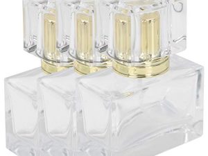 Paquete de 3 Botellas de Perfume Recargables Transparentes de 30 Ml Botella de Atomizador de Perfume de Vidrio con Aplicador de Aerosol Contenedor de Maquillaje Líquido para Fragancia de Perfume(Oro)