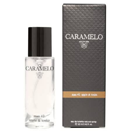 CARAMELO - Apple & Tonka, Perfume para Hombre, Colonia Perfumada, Eau de Toilette Masculina, Duradera, Amaderada Oriental, Fragancia de Larga Duración - 12 ml