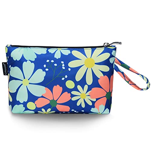 Gloppie Neceser PVC Bolsa de Cosméticos Impermeable con Cremallera Bolsa de Lavado Impermeable para Viaje Bolsa de Aseo Portátil para Almacenamiento Fácil de Limpiar Wash Bag, Flores Coloridas