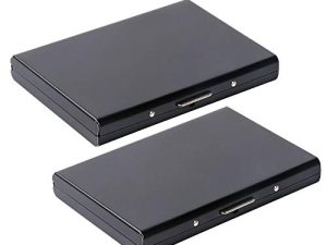 Vicloon Tarjetero para Tarjetas de Crédita/Visita/Monedero, 2 Unidades Delgado Portatarjetas Metálico con RFID Bloqueo y 6 Ranuras de PVC, para Hombre y Mujer (Negro)