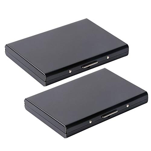 Vicloon Tarjetero para Tarjetas de Crédita/Visita/Monedero, 2 Unidades Delgado Portatarjetas Metálico con RFID Bloqueo y 6 Ranuras de PVC, para Hombre y Mujer (Negro)