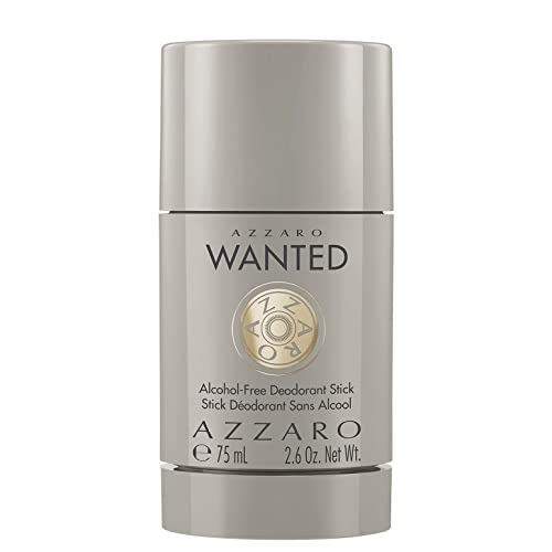 Azzaro Wanted, Desodorante Sólido Antitranspirante en Barra de Alta Protección para Hombre, Suavemente perfumado, 75 ml