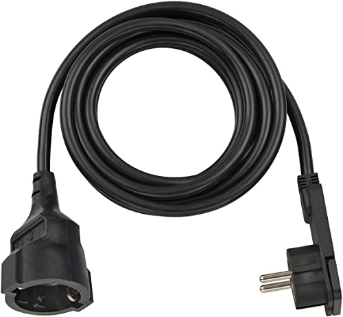 Brennenstuhl cable alargador de 3 m con enchufe plano (alargador eléctrico, enchufe plano, para interiores) negro