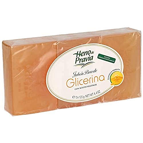 HENO DE PRAVIA jabón de manos glicerina pura pack 3 x 125 gr, 08 kilograms, 375 gramo, 3