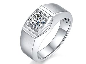 Whoiy 925 Sterling Silber Ringe Antragsringe Sechseck Quadrat mit Zirkonia Geburtstagsgeschenk für Herren Männer Weißgold Gr.62 (19.7)