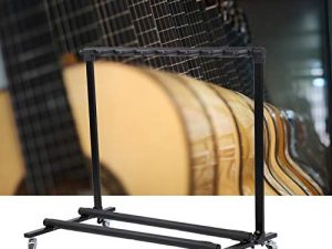 Soporte de exhibición de bajo, soporte de guitarra múltiple, ruedas giratorias, para soporte de exhibición de bajo soporte de guitarra soporte de guitarra(FL-17L 7 heads, white)