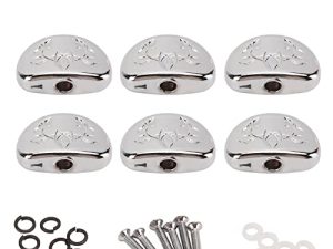 Botones de Cabeza de Máquina de Afinador de Guitarra, Patrón Tallado, 6 Botones de Afinador con Junta Blanca Negra para Guitarra, AmantesAccesorios Universales Para Guitarras