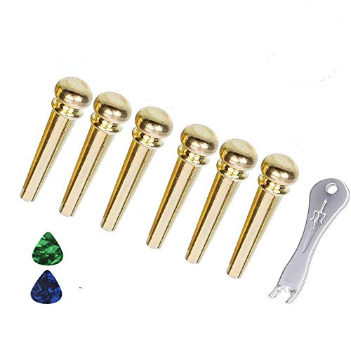 Imelod - Pinzas para guitarra (6 unidades, latón, cobre, para guitarra acústica con puente de guitarra, recambio para guitarra)