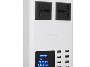 Fuente de Alimentación del Cargador USB LCD, PC del ABS del Puerto AC100-240V del Adaptador 8 del Cargador USB del LED para el Hogar (Enchufe de la UE)