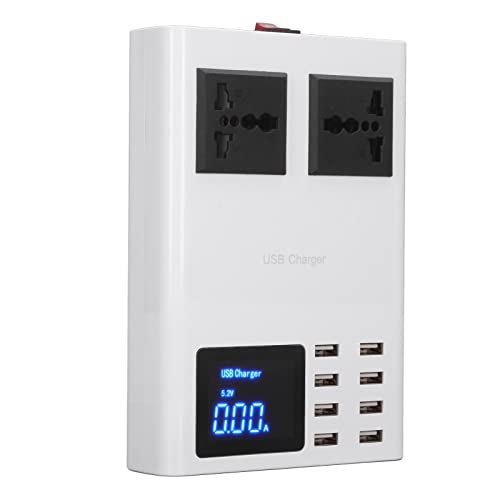 Fuente de Alimentación del Cargador USB LCD, PC del ABS del Puerto AC100-240V del Adaptador 8 del Cargador USB del LED para el Hogar (Enchufe de la UE)