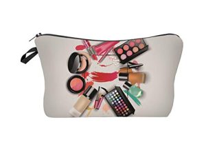 Neceser pequeño con estampado 3D para maquillaje, con cremallera para mujer, color blanco