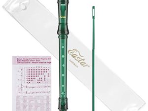 Eastar Soprano Flauta dulce para niños principiantes, estilo alemán C Key Recorder Instrumento ABS 3 piezas con kit de limpieza, bolsa de algodón, tabla de digitación, verde oscuro, ERS-1GG