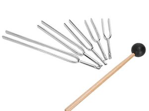 128HZ + 256HZ + 512HZ + 1024HZ + 2048HZ Aleación de Aluminio Tuning Fork Sound Healing Therapy Tool Set Music Tuning Fork Group