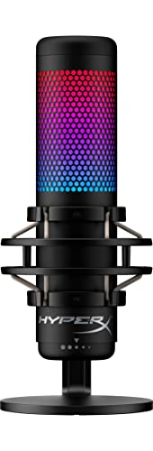 HyperX QuadCast S, RGB Micrófono de condensador USB para PC, PS4 y Mac, Montura antigolpes y vibraciones, filtro pop, juegos, streaming, podcasts, Twitch, YouTube, Discord