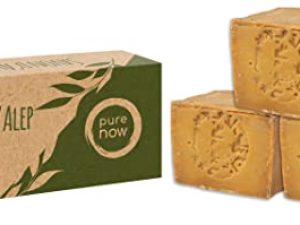 Pure Now Jabón Aleppo 3 x ca 200g, 85% aceite de oliva 15% aceite de laurel, PH neutro, desintoxicación, hecho a mano