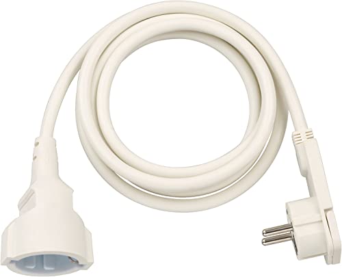 Brennenstuhl Cable alargador de corriente de enchufe plano, Interior, Blanco, 2 m