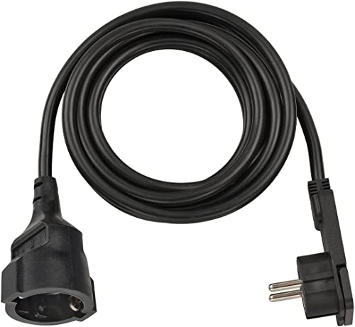 Brennenstuhl Cable alargador de corriente de enchufe plano, Interior, Negro, 2 m