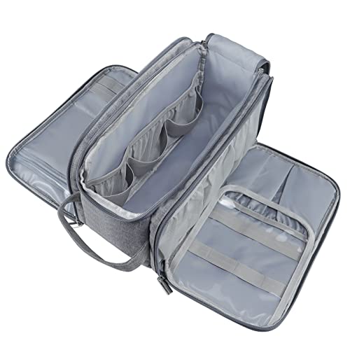 Gloppie Neceser Maquillaje de Mano - Gran Capacidad Bolsa de Aseo Makeup Bag con Cremallera - Portátil Bolsa de Gimnasio - Organizador de Cosméticos para Viaje - Gris