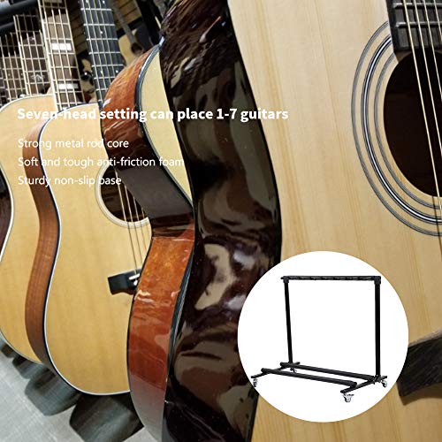 Soporte de guitarra múltiple, fácil movimiento, estante de exhibición de bajo, para soporte de guitarra baja(FL-17L 7 heads, white)