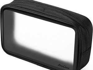 ProCase TSA Aprobado Neceser de Viaje, Bolsa Aseo de Transporte para Avión, Almacenamiento Transparente de Artículos Cuidados Líquidos Cremas y Cosméticos -Negro