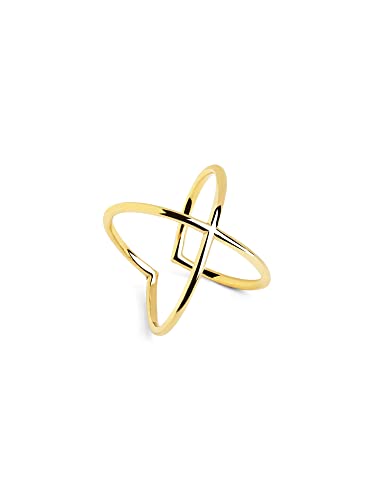 SINGULARU - Anillo 4Ever - Anillo Ajustable - Anillo en Plata de Ley 925 con Acabado Baño de Oro de 18 Kt. - Talla Unica - Joyas para Mujer - Hecho en España
