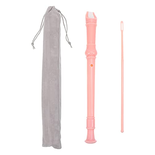Generic Grabador de instrumentos soprano, dedos alemanes, flauta ABS con barra de limpieza y bolsa suave, instrumento de clarinete de 8 agujeros para niños adultos principiantes, rosa