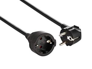 Electraline 01694 Prolongador Toma Schuko, 3G1,5 mm², Color Negro, Cable 10 m