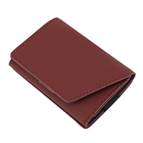 Cartera Triple, Regalo Ideal Cartera Minimalista Delgada de Gran Capacidad Plegable de Cuero Multifunción para la Vida Diaria(Rojo parduzco)