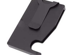 Zerodis Cartera Delgada Minimalista, Tarjetero de Bolsillo Frontal de Aleación de Aluminio, Carteras Pequeñas de Metal para Hombre con Correa para Efectivo para Uso Comercial (Negro)