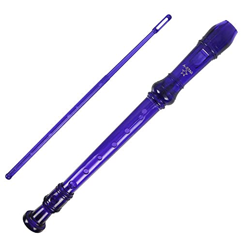 A-Star Soprano/Descant School Recorder Instrumento, digitación inglesa/barroca - Clave de C con tabla de aprendizaje, bolsa, varilla de limpieza - Púrpura