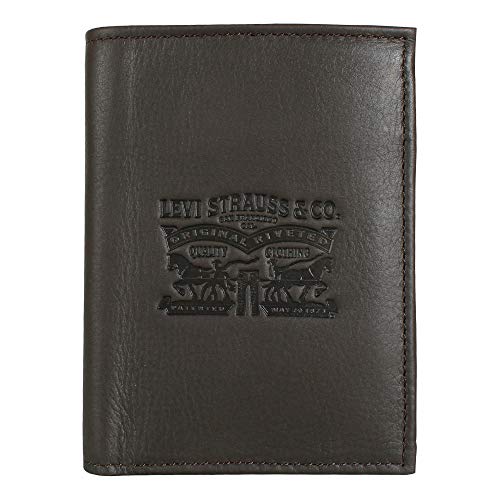 LEVIS FOOTWEAR AND ACCESSORIES Vintage Two Horse Vertical, Monedero para Hombre de cuero, Marrón (Dark Brown), 13x2x10 centimeters (W x H x L)