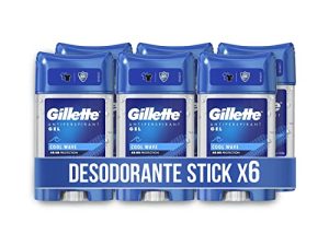 Gillette Clear Gel Desodorante Antitranspirante Cool Wave Para Hombre, 70 ml x 6