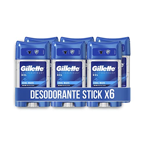 Gillette Clear Gel Desodorante Antitranspirante Cool Wave Para Hombre, 70 ml x 6