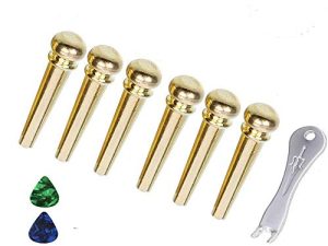 Imelod – Pinzas para guitarra (6 unidades, latón, cobre, para guitarra acústica con puente de guitarra, recambio para guitarra)