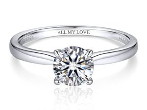 MomentWish Anillo Compromiso Mujer, Moissanita Diamante Anillos Mujer,con Certificato Gra,Alianza Solitario Plata de Ley 925,Regalo Aniversario Pareja Tamaño60(18.9)