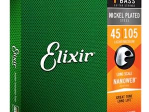 Elixir Cuerdas para bajo de 4 cuerdas Strings de acero niquelado con recubrimiento NANOWEB, escala extralarga, calibre ligero/mediano (.045-.105)