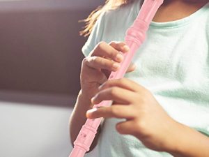 Flauta de boca de 8 agujeros Soprano de plástico ABS con barra de limpieza instrumento musical para niños y principiantes (rosa)