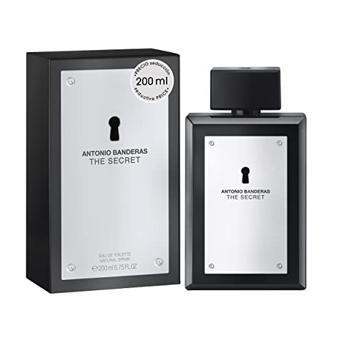 Antonio Banderas, Perfumes, The Secret, Eau de Toilette para Hombre, Larga duración, Fragancia elegante, dinámica y masculina, Notas frutales y de cuero, Optimo para uso diario, 200 ml