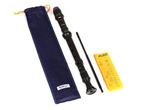 Aulos Flauta dulce soprano Elite, digitación barroca, modelo 303AD, color marrón, Completo con bolsa, palo limpiador y tabla de digitación