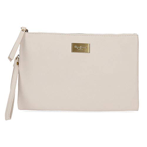 Pepe Jeans Lica Bolso de Mano Beige 22x17x2 cms Piel