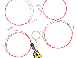 Eujgoov Cuerdas de guitarra de 4 cuerdas Cuerdas de guitarra de carbono rojo Accesorios de instrumentos con pequeño colgante de guitarra para guitarra eléctrica(rojo)