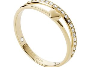 Fossil Anillo Para Mujer Vintage Iconic, Altura: 4,3 mm Anillo De Acero Inoxidable Dorado, JF03750710