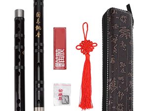 Flauta Bambú Dizi 54 cm Marrón Rojizo Instrumento Viento Madera Musical Chino Tradicional Hecho A Mano para Los Amantes la Música Principiantes Rendimiento(Clave C)