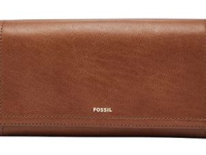 Fossil Billetero para mujer Logan, Cartera con solapa de piel/poliuretano marrón 19,4 cm largo x 2,5 cm ancho x 10,2 cm alto SL7833200